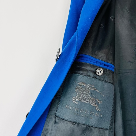 Burberry Prorsum 2014 Runway Blue 100% Silk Tailored Trench Coat UK L - Picture 3 of 14